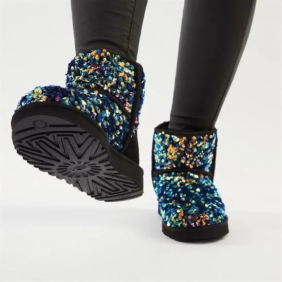 New UGG Classic Short Stellar Sequin Size Us 6 - Picture 3 of 9